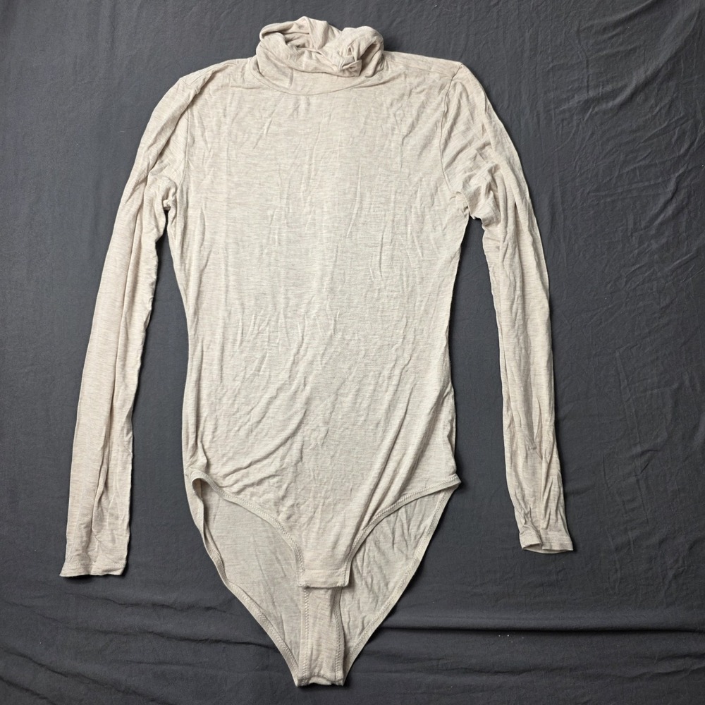 Madewell women's Turtleneck Bodysuit Large Oatmeal
